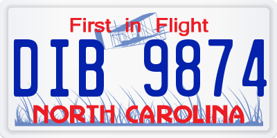 NC license plate DIB9874