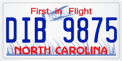 NC license plate DIB9875
