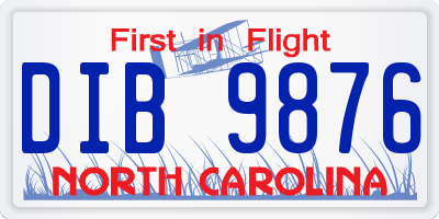 NC license plate DIB9876