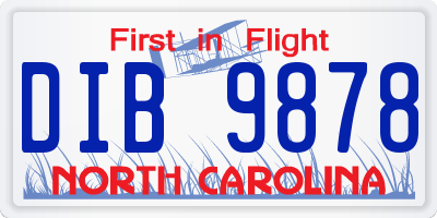 NC license plate DIB9878