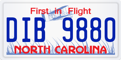 NC license plate DIB9880