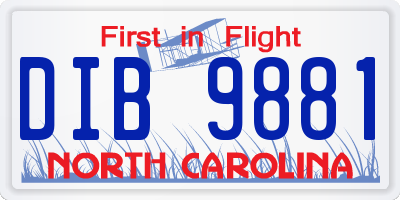 NC license plate DIB9881