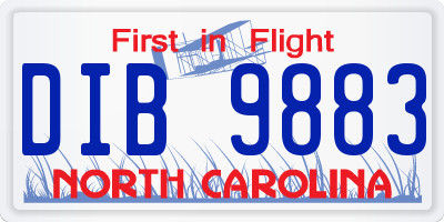 NC license plate DIB9883