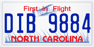 NC license plate DIB9884