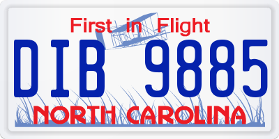 NC license plate DIB9885