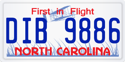 NC license plate DIB9886