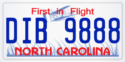 NC license plate DIB9888
