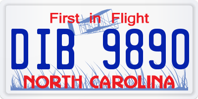 NC license plate DIB9890