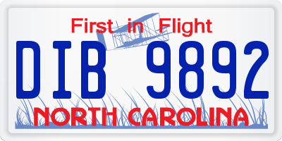 NC license plate DIB9892