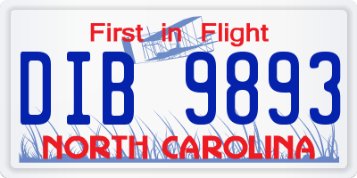 NC license plate DIB9893
