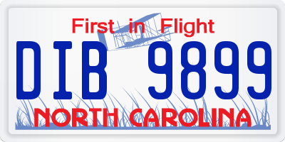 NC license plate DIB9899