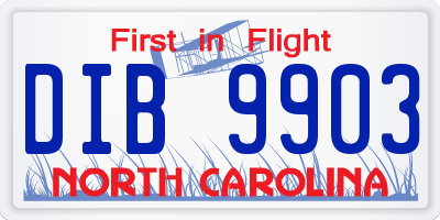 NC license plate DIB9903