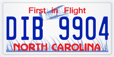 NC license plate DIB9904