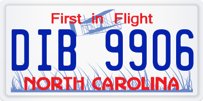 NC license plate DIB9906