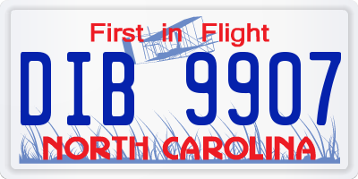 NC license plate DIB9907