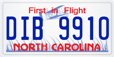 NC license plate DIB9910
