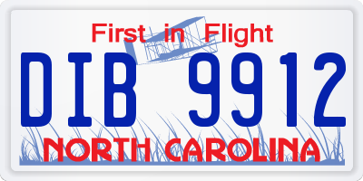 NC license plate DIB9912