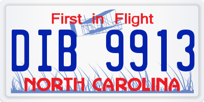 NC license plate DIB9913