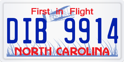 NC license plate DIB9914