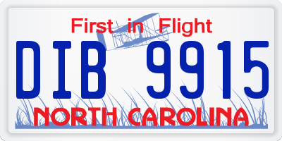 NC license plate DIB9915