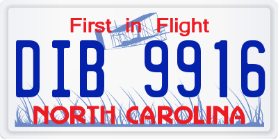 NC license plate DIB9916