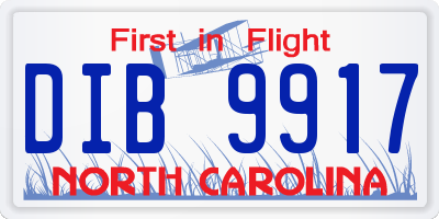 NC license plate DIB9917