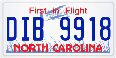 NC license plate DIB9918