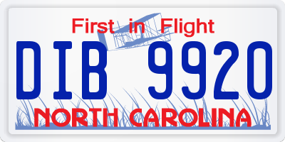 NC license plate DIB9920