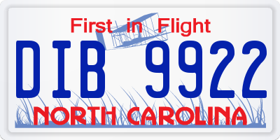 NC license plate DIB9922