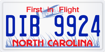 NC license plate DIB9924