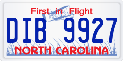 NC license plate DIB9927