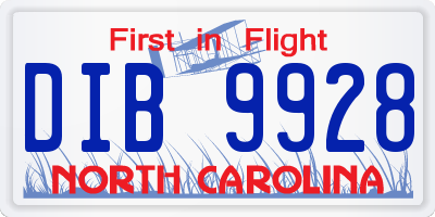 NC license plate DIB9928