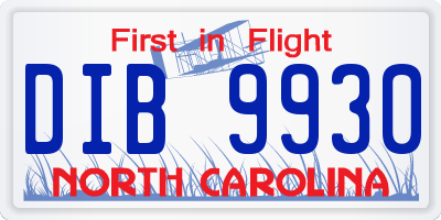 NC license plate DIB9930