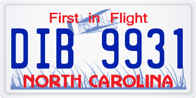 NC license plate DIB9931