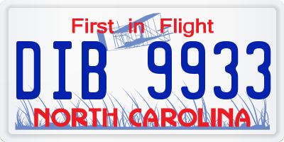NC license plate DIB9933