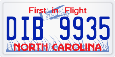 NC license plate DIB9935