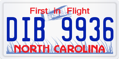 NC license plate DIB9936