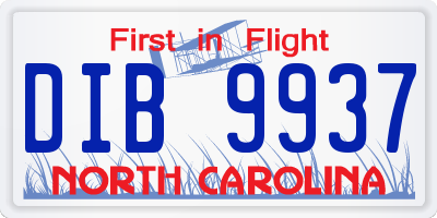 NC license plate DIB9937