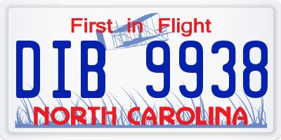 NC license plate DIB9938