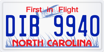 NC license plate DIB9940