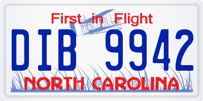 NC license plate DIB9942