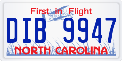 NC license plate DIB9947