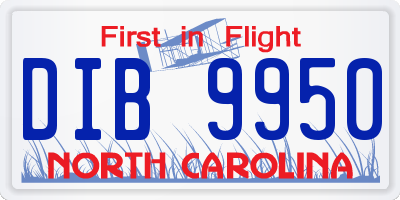 NC license plate DIB9950