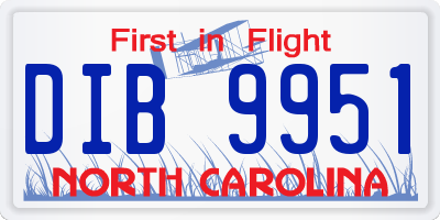 NC license plate DIB9951