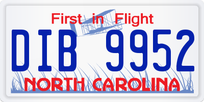 NC license plate DIB9952