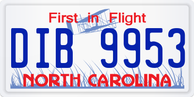 NC license plate DIB9953