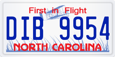 NC license plate DIB9954