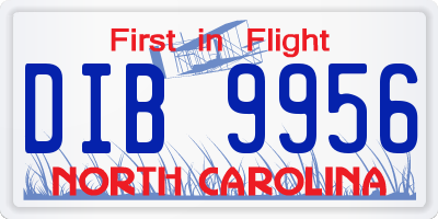 NC license plate DIB9956