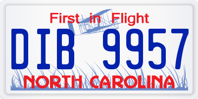 NC license plate DIB9957