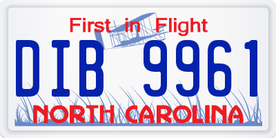 NC license plate DIB9961